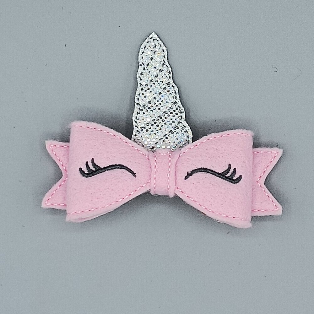 Pink & Orange Sparkly Unicorn Hair Bows:)